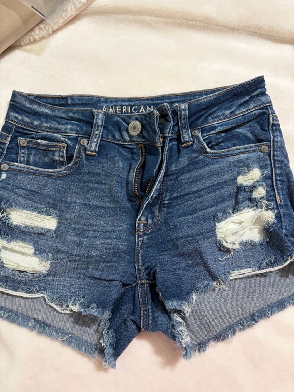 American Eagle Outfitters Blue Distressed Denim Cutoff Shorts